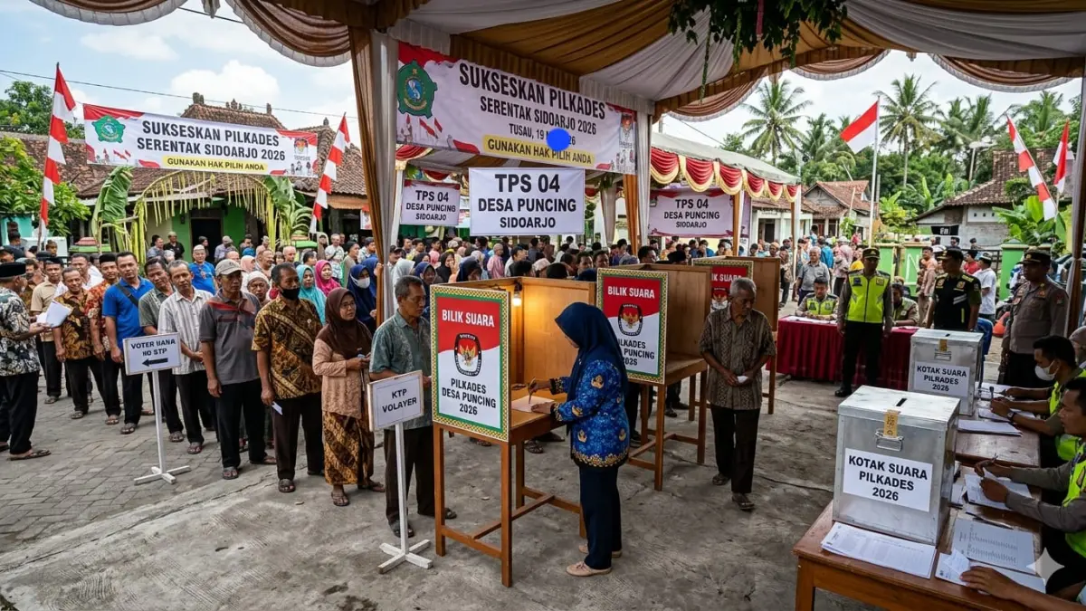 Ilustrasi Pilkades Sidoarjo 2026. (AI/DIKY SANSIRI/RADAR SIDOARJO)