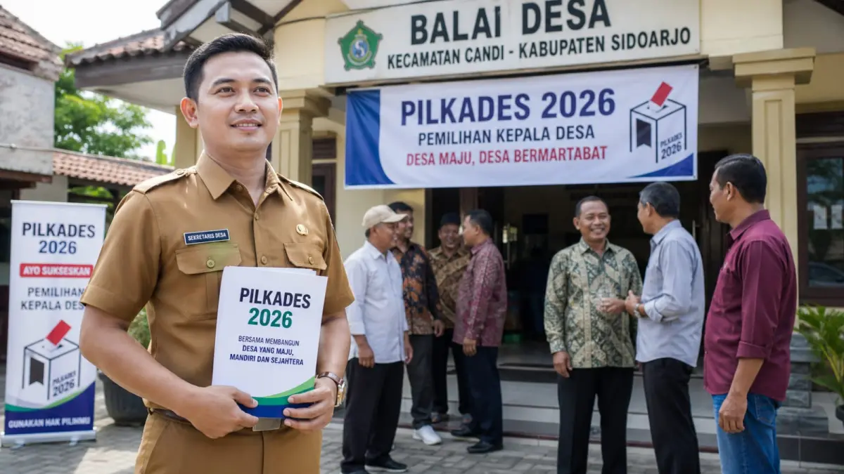 Ilustrasi Pilkades Sidoarjo 2026. (AI/DIKY SANSIRI/RADAR SIDOARJO)