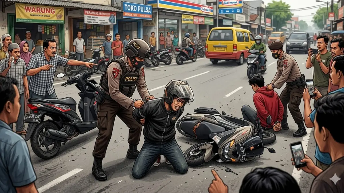 Ilustrasi perampasan motor di Taman. (AI/RADAR SIDOARJO)