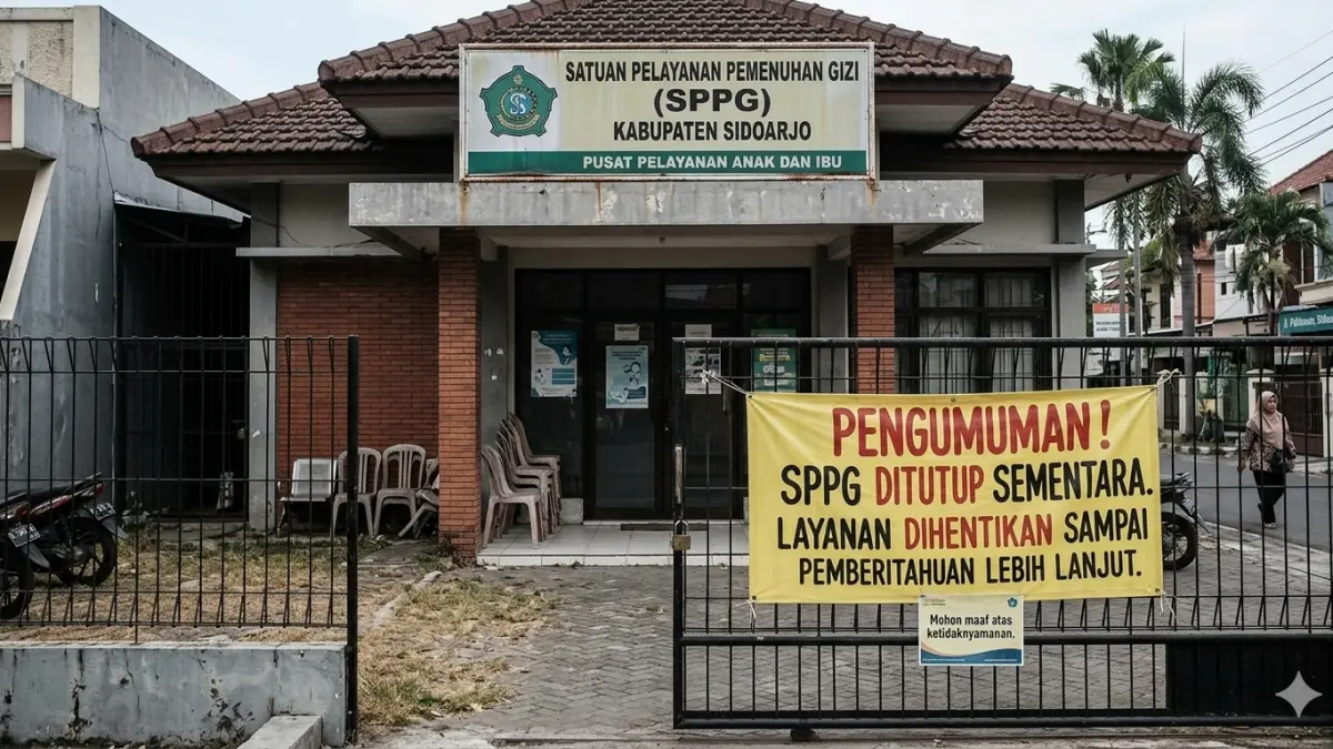 Ilustrasi SPPG di Sidoarjo yang dihentikan operasionalnya. (AI/RADAR SIDOARJO)