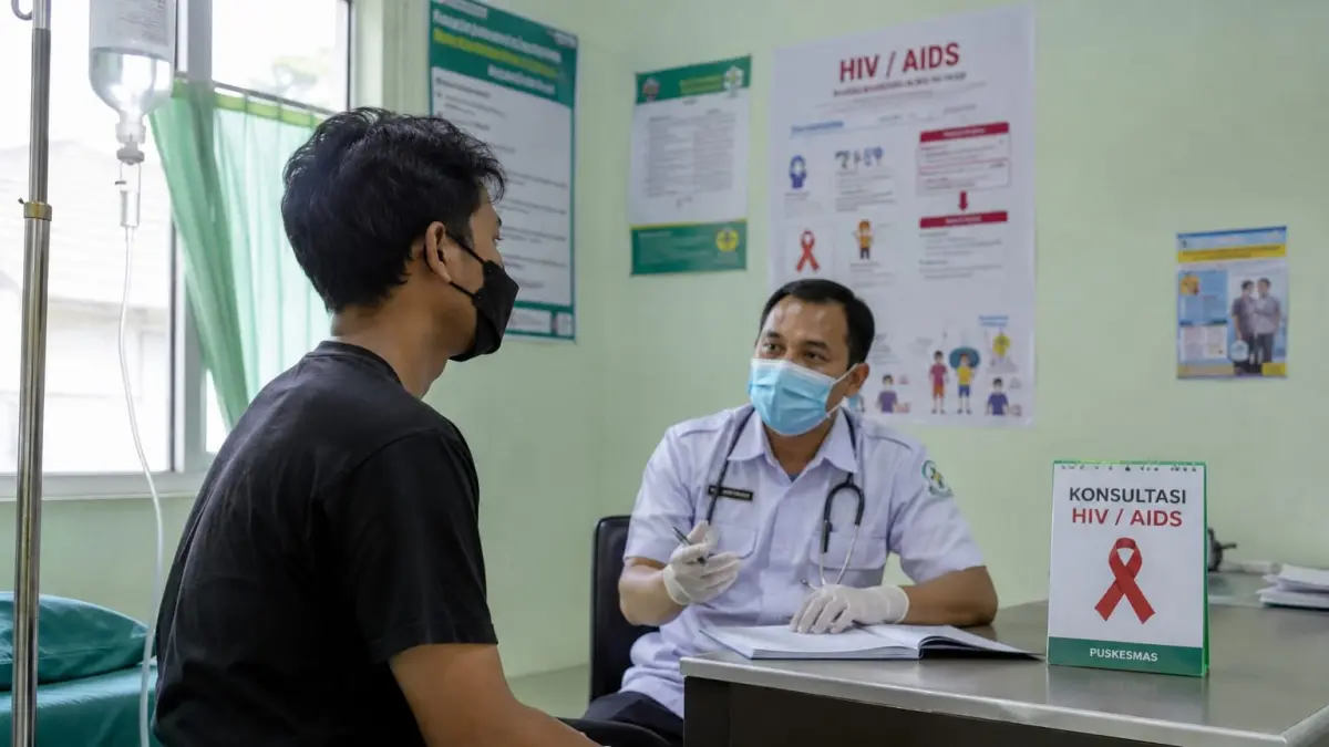 Ilustrasi pemeriksaan pasien HIV/AIDS. (AI/RADAR SIDOARJO) 