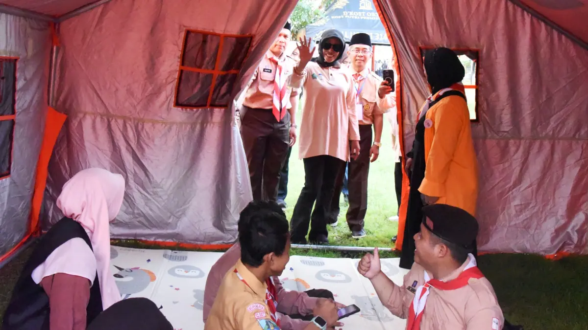 PEDULI: Wakil Bupati Sidoarjo Mimik Idayana membuka kegiatan 1.000 Yatim Camp di Bumi Perkemahan Tanjek Wagir, Kecamatan Krembung, Minggu (21/6/).