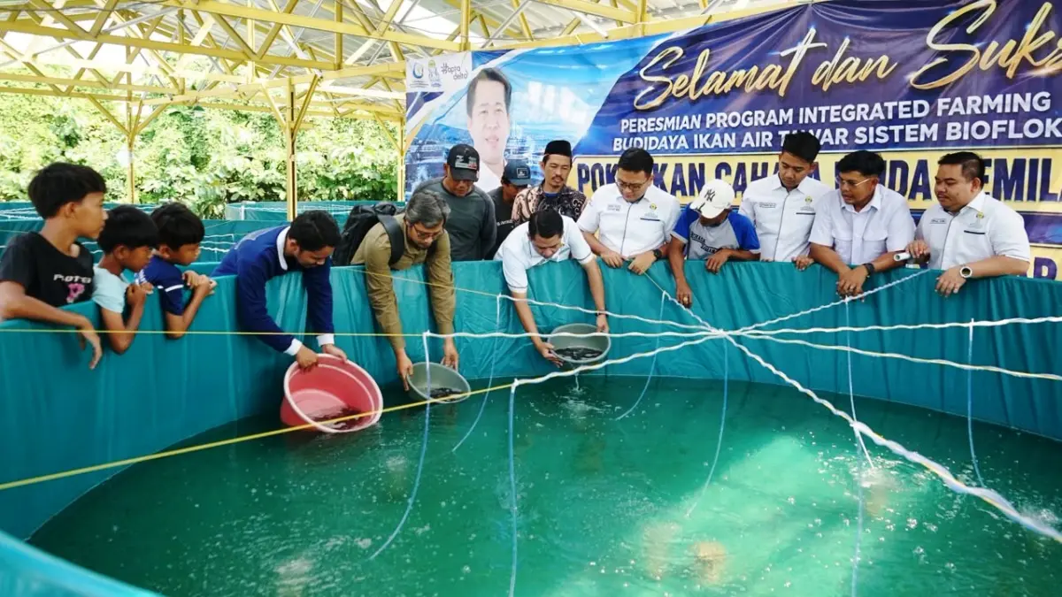 INOVASI: Badan Pengurus Cabang (BPC) Himpunan Pengusaha Muda Indonesia (HIPMI) Kabupaten Sidoarjo resmi meluncurkan Program Integrated Farming Budidaya Ikan Air Tawar Sistem Bioflok. 