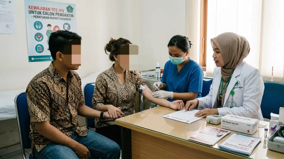 Ilustrasi pemeriksaan HIV oleh calon penganti di Sidoarjo. (AI/RADAR SIDOARJO)