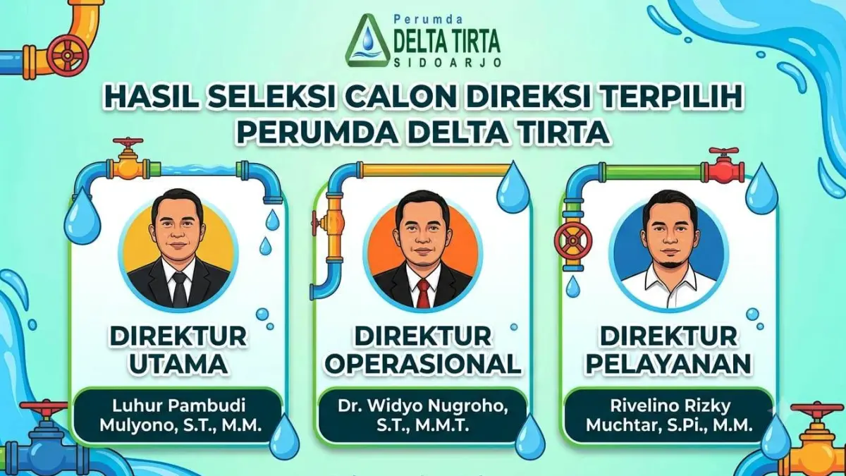 Calon Direktur Terpilih Perumda Delta Tirta Sidoarjo. (GRAFIS RADAR SURABAYA)