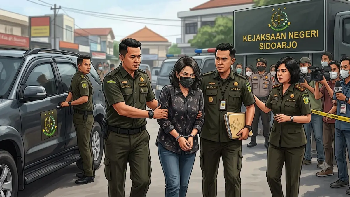 Ilustrasi penangkapan terpidana oleh Kejari Sidoarjo. (AI/RADAR SIDOARJO)