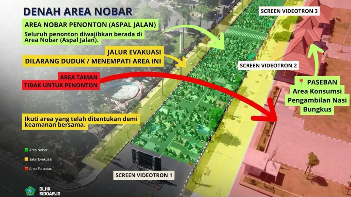 BERHADIAH: Denah nobar final piala dunia di Alun-alun Sidoarjo.