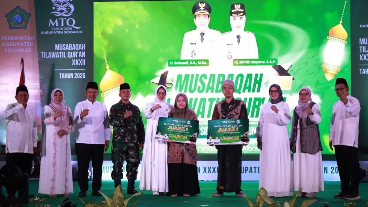 BANGGA: Sekretaris Daerah Sidoarjo, Fenny Apridawati mengapresiasi seluruh peserta yang telah mengikuti ajang Musabaqah Tilawatil Quran (MTQ).