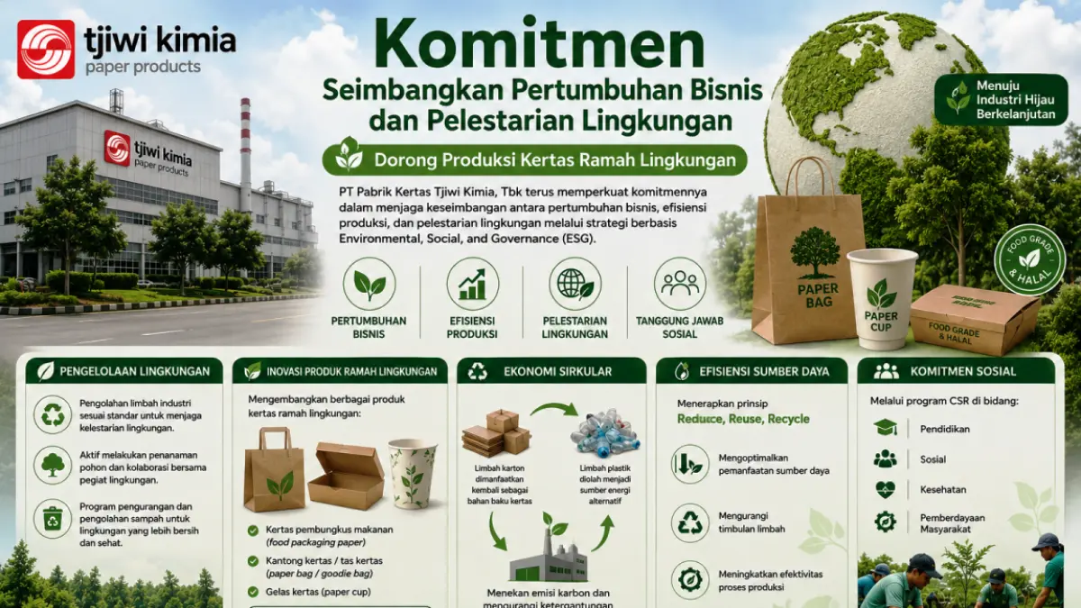 PT Pabrik Kertas Tjiwi Kimia, Tbk komitmen seimbangkan pertumbuhan bisnis dan pelestarian lingkungan.