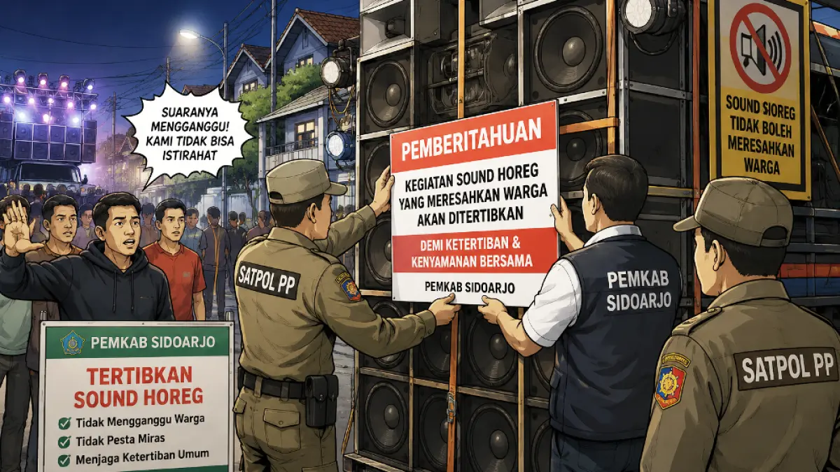 Ilustrasi penertiban sound horeg di Sidoarjo. (RADAR SIDOARJO)
