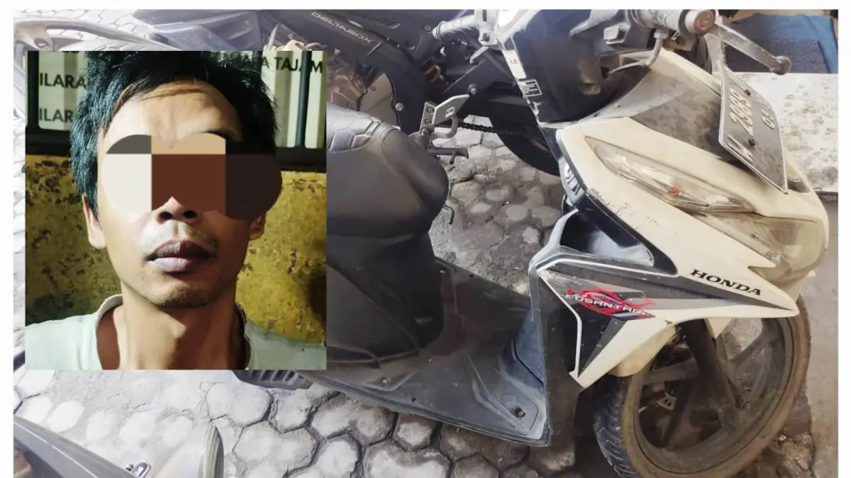 NEKAT: Tersangka beserta barang bukti motor.&nbsp;