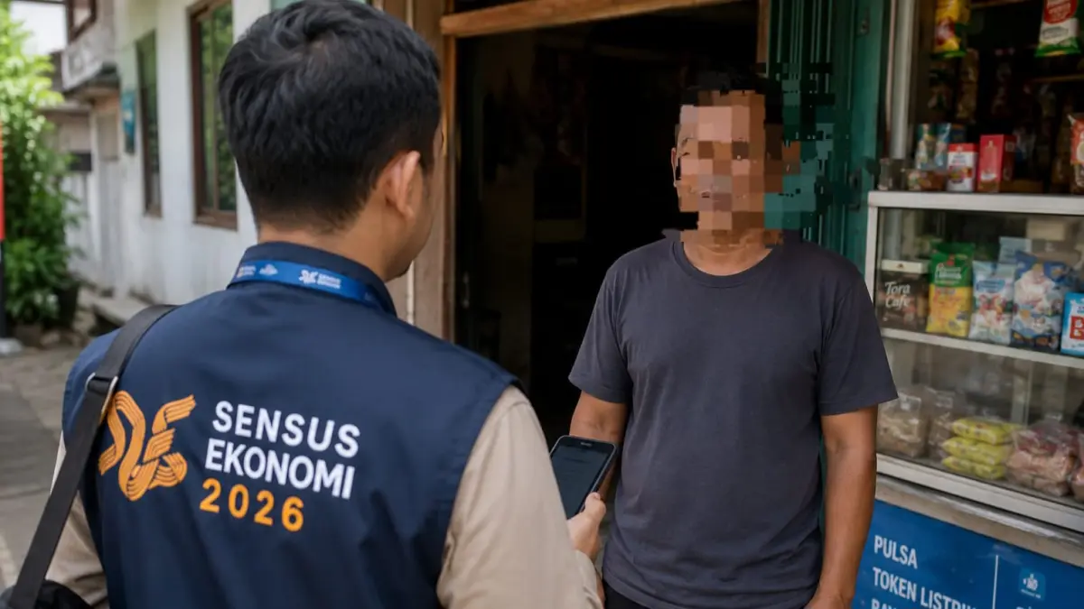 DOOR TO DOOR: Petugas Sensus Ekonomi mendata warga. (ILUSTRASI/RADAR SIDOARJO)