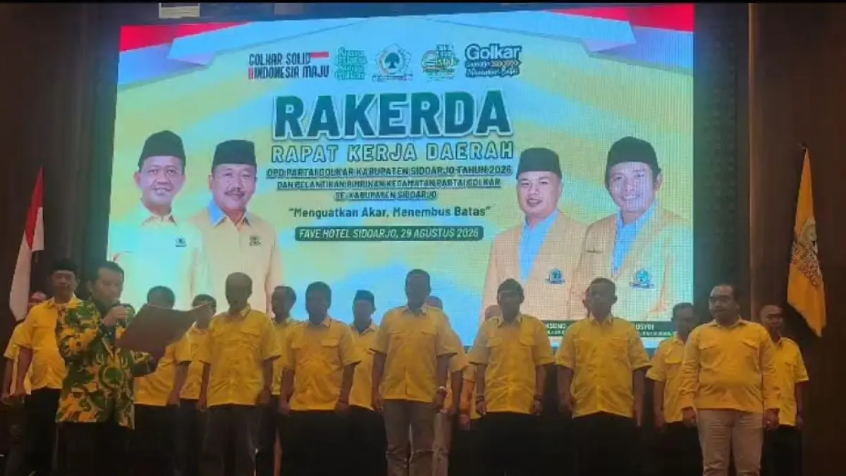 BIDIK KURSI: Rakerda DPD Golkar Sidoarjo di Favehotel, Sabtu (29/8).(IST/RADAR SIDOARJO)