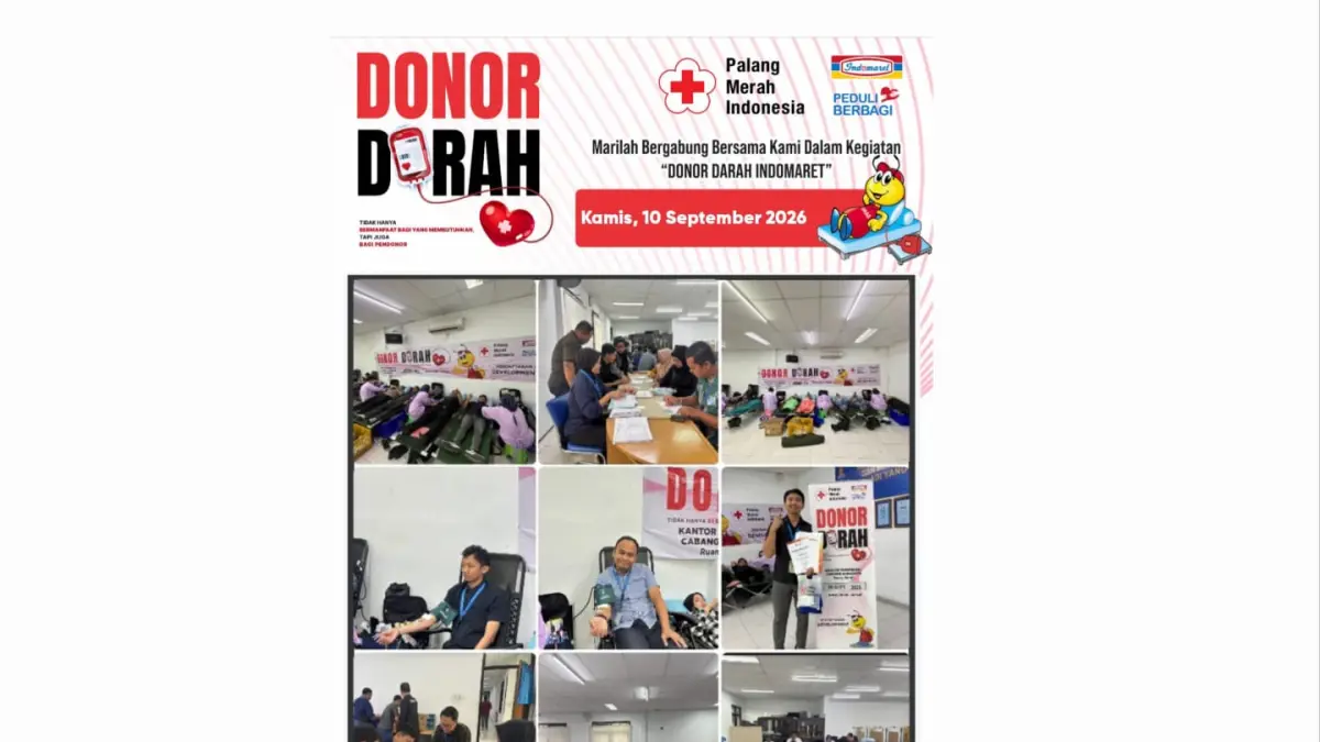 PEDULI: PT Indomarco Prismatama (Indomaret) Cabang Surabaya menggelar kegiatan donor darah.