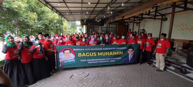 KOMPAK: Deklarasi dukungan Muhaimin Iskandar jadi presiden oleh Barisan Gus Muhaimin (Bagus Muhaimin) di Waru.