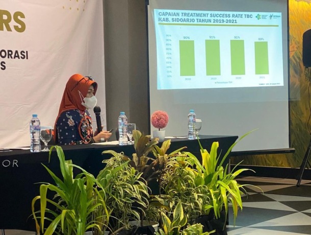 PENCEGAHAN: Kepala Dinkes Sidoarjo Fenny Apridawati saat menguraikan data TBC.