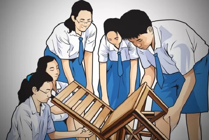 Ilustrasis siswa berebut kursi dalam PPDB
