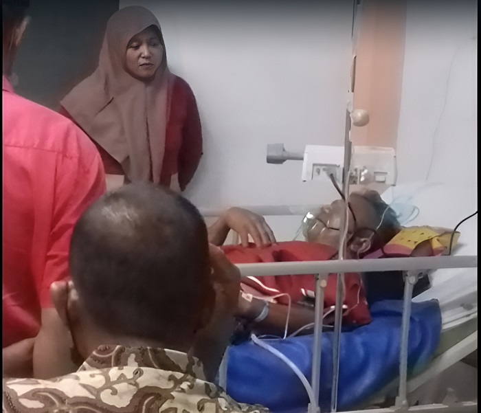 Tangkapan lyar video saat Sahid dirawat di RSUD Jombang. Hingga kini, korban masih kesulitan biaya untuk berobat karena tak tercover BPJS Kesehatan.