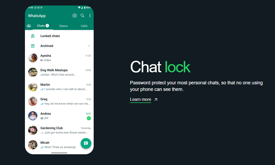 Chatlock, fitur terbaru dari WhatsApp yang memungkinkan penggunanya menyembunyikan percakapan dengan kode khusus
