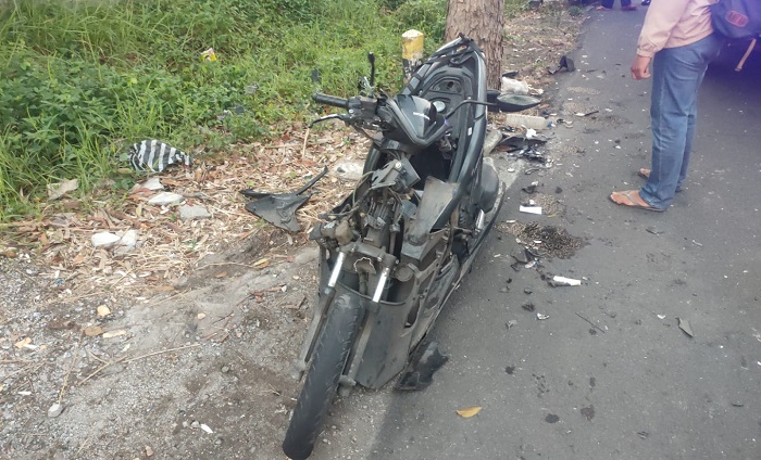 Kondisi salah satus epeda motor yang terlibat kecelakaan
