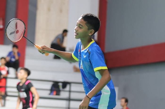 Muhammad Bintang Samudra Sakti saat tampil kejuaraan bulutangkis.