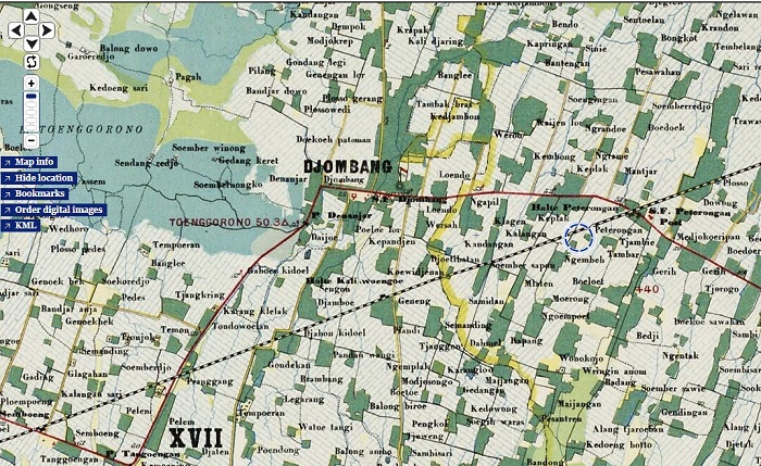 peta dan denah wilayah Jombang Kota di tahun 1884