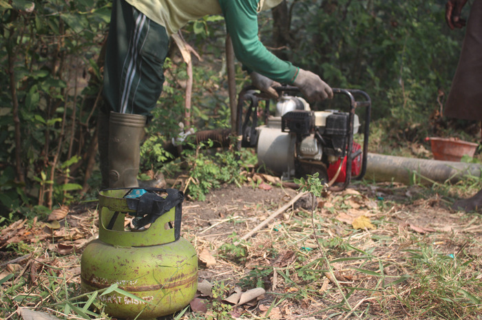 elpiji melon digunakan petani di Jombang untuk pengganti bahan bakar mesin diesel pompa air
