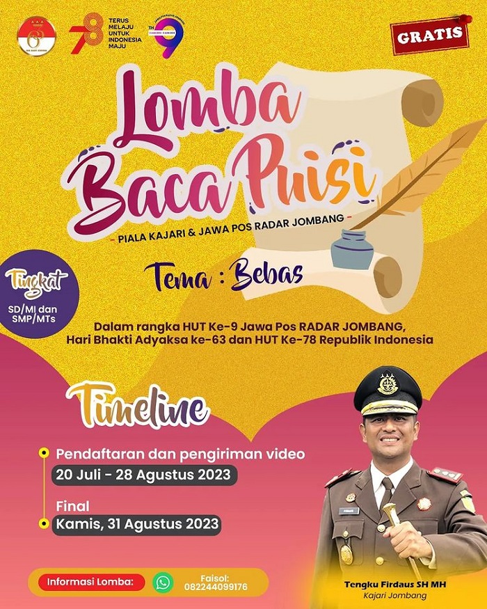lomba baca puisi Piala Kajari Jombang