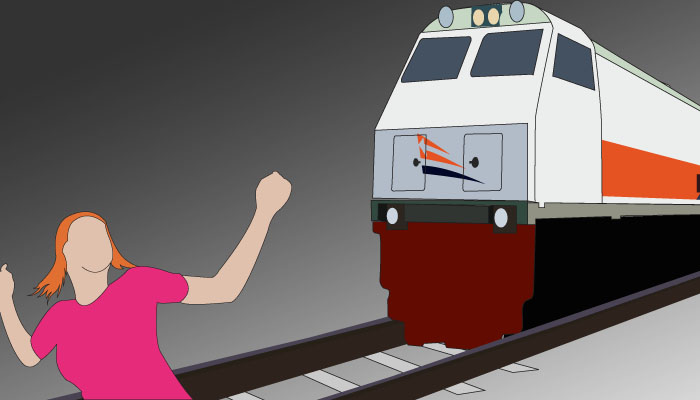 Ilustrasi wanita tertabrak kereta api