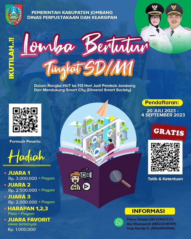 lomba bertutur yang diselenggarakan dinas Perpustakaan dan Kearsipan Kabupaten Jombang