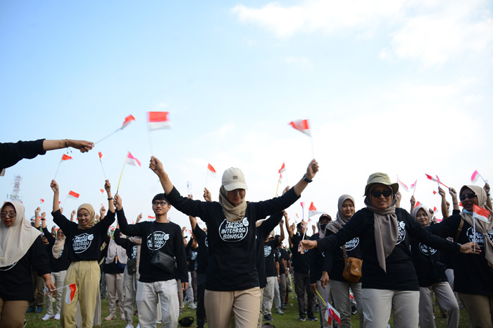 Kegiatan kirab pemilu yang diselengarakan di Alun-alun Jombang