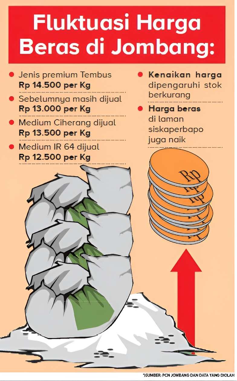 Ilustrasi harga beras di Kabupaten Jombang