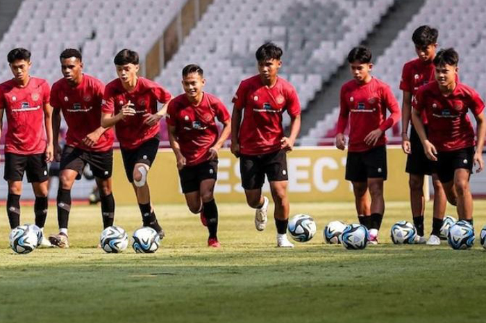 Riski Afrisal saat menjalani TC di Gelora Bung Karno bersama Timnas Indonesia U-17 lainnya.