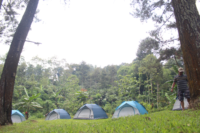 Suasana wisata Big Stone Park (Selo Ageng) di Desa Wonosalam masih asri dan sejuk.