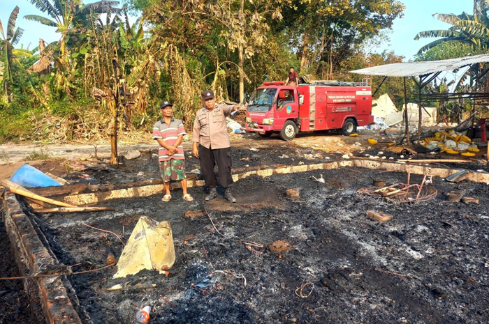 Kondisi kandang ayam di Dusun Sidokampir, Desa Budugsidorejo, Kecamatan Sumobito, Jombang yang ludes terbakar.