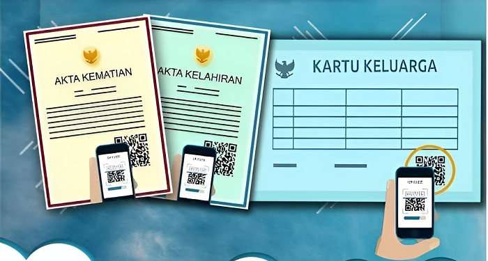 Ilustrasi dokumen kependudukan termasuk KK yang sudah ber-barcode