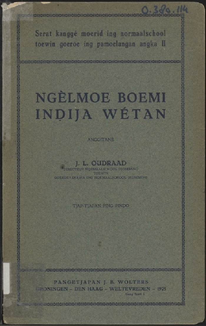 Buku diktat sekolah calon guru untuk warga bumiputra. (delpher.nl)