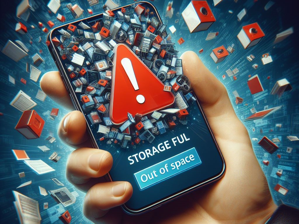 Ilustrasi ponsel atau smartphone dengan kondisi Penyimpanan Penuh