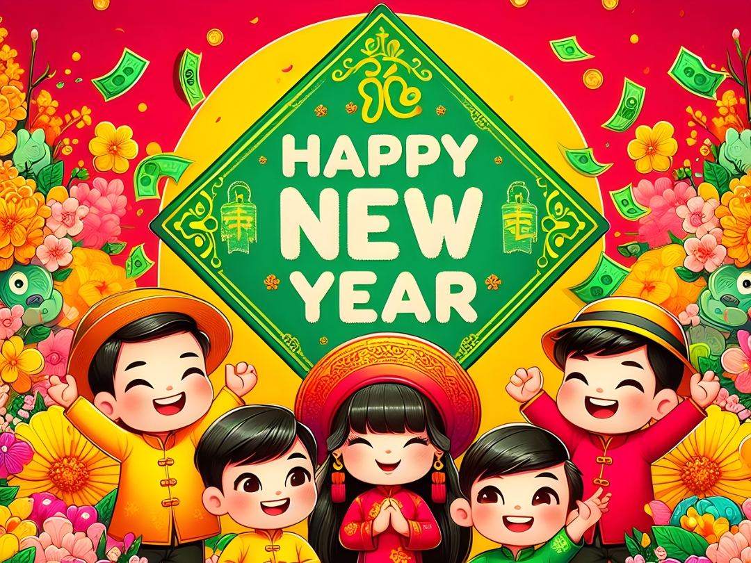 Gambar perayaan tahun baru Imlek yang ditampilkan dalam berbagai warna