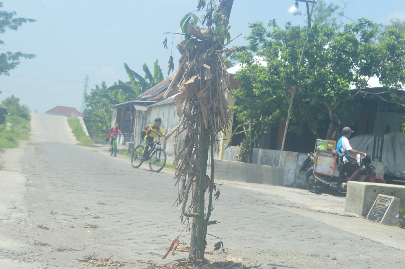 Duiker di Desa Brambang, Kecamatan Diwek Jombang yang rusak ditandai dengan pelepah pisang dan potongan pohon