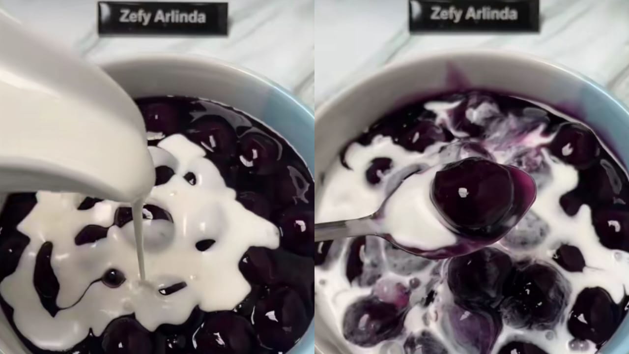 Ilustrasi bubur biji salak dari ubi ungu