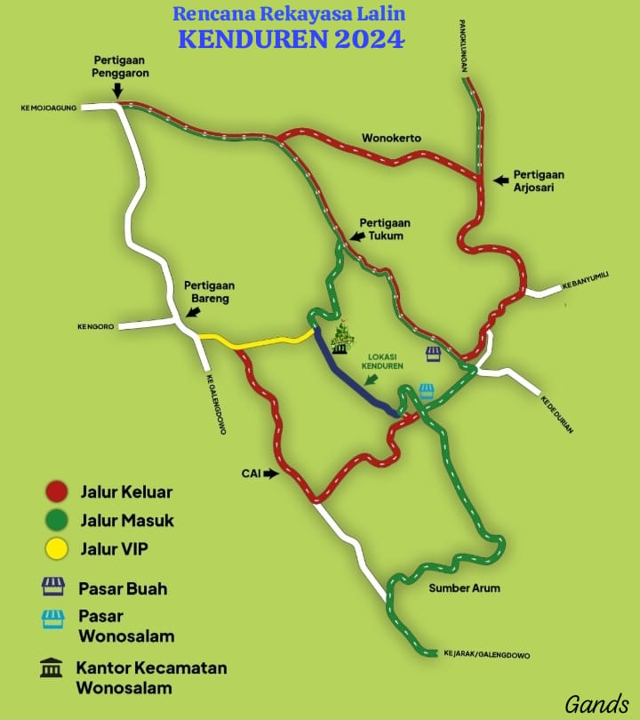 Peta jalan menuju ke lokasi kenduren Wonosalam 2024
