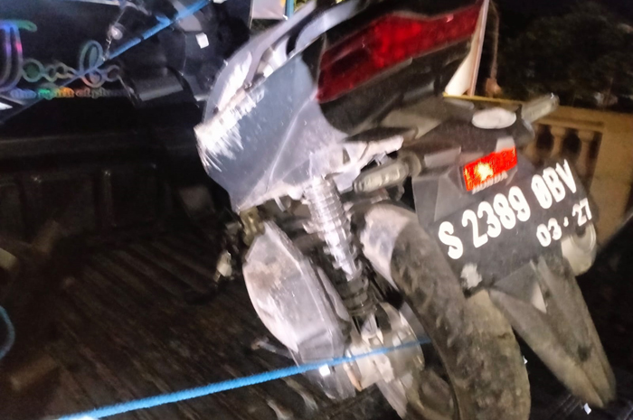 Kondisi motor yang jadi korban tabrak lari di Ngoro Jombang Sabtu malam.