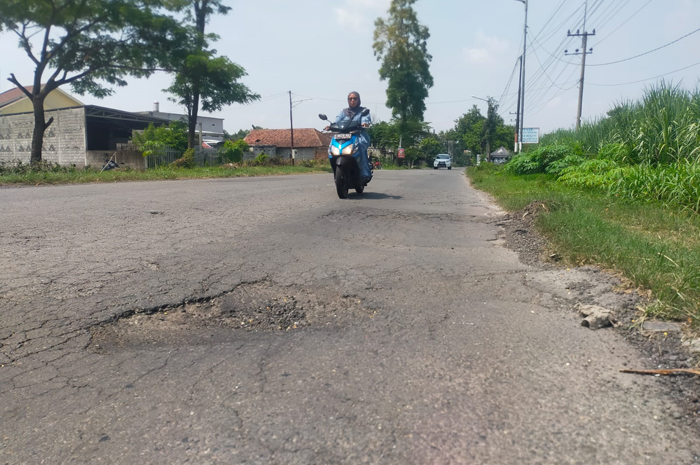 Kondisi jalur alternatif Jombang Kediri yang berlubang. Pemkab Jombang anggarkan Rp 4,5 miliar untuk perbaikannya