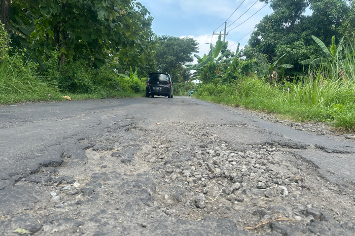 RUSAK: Kondisi jalan di desa Kepuhdoko, kecamatan tembelang rusak.
