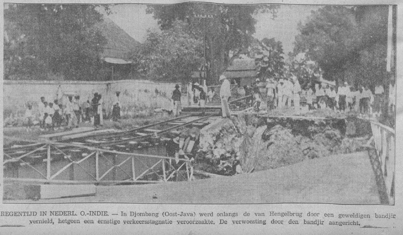 Jembatan van hegelsbrug atau Jembatan panengel di Jombang yang ambruk diterjang banjir besar 1937