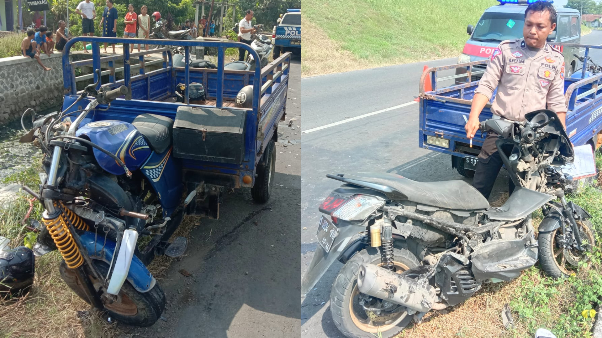 Dua motor yang terlibat kecelakaan di Jalur Provinsi Ploso-Gedeg Jombang