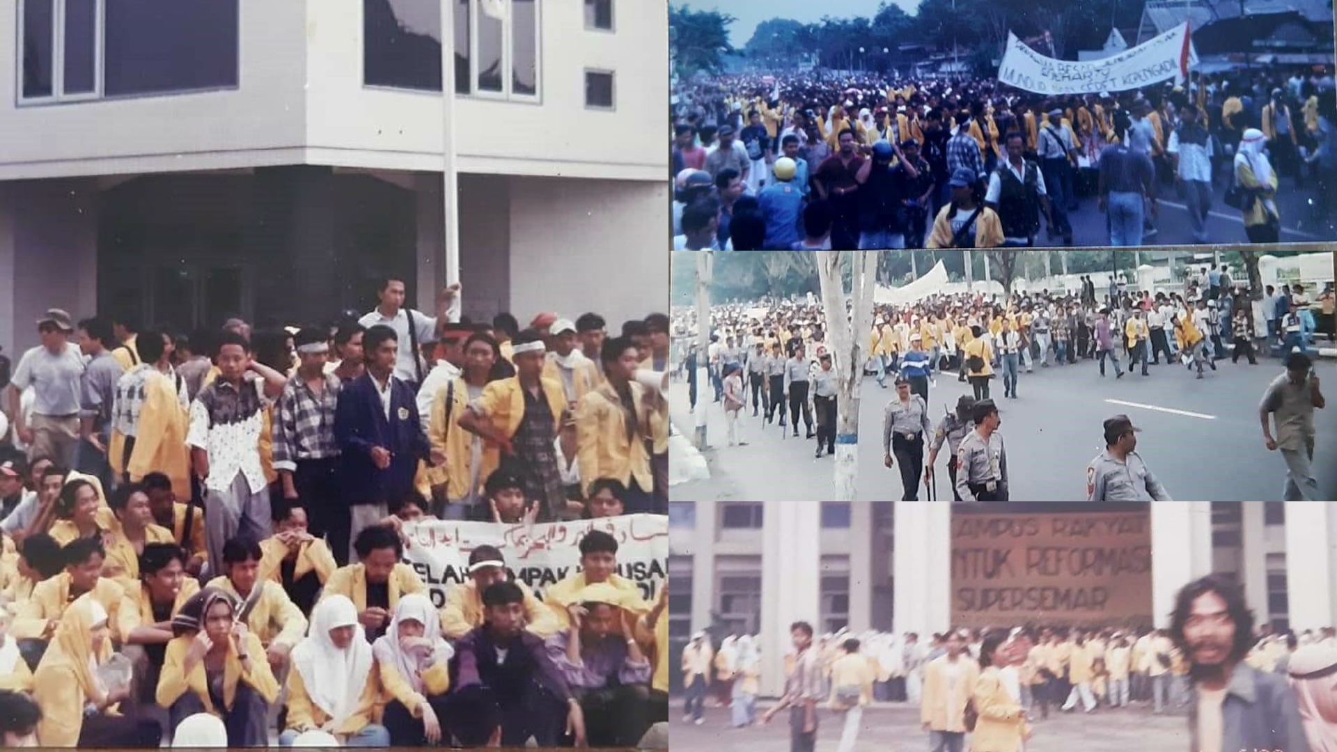 Sejumlah foto lama ini merekam perjuangan mahasiswa menggulingkan Orde Baru di Jombang