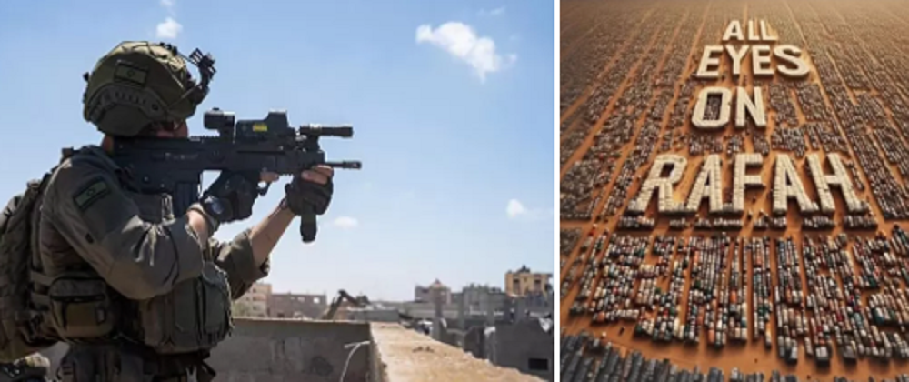 Ilustrasi serangan Israel kepada rakyat palestina dan gerakan All Eyes on Rafah yang kini tengah menggema di media sosial