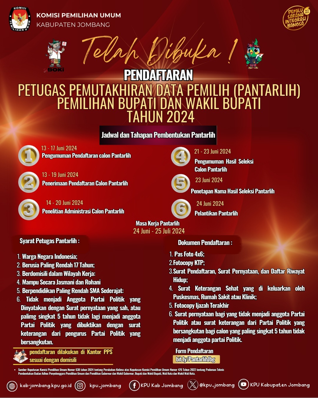Pengumuman pendaftaran Pantarlih KPU Jombang untuk Pilkada 2024